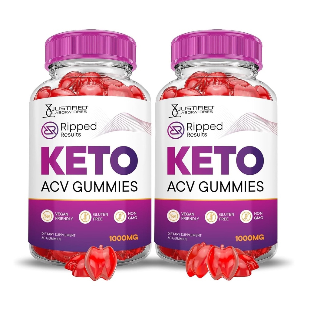 Justified Laboratories (2 Pack Rippede Resultater Keto ACV Gummies Advanced Formel 1000MG Rippede Resultater Formuleret med Pomegranate Beet Juice Powder B12 Vegan Non GMO 120 Gummys