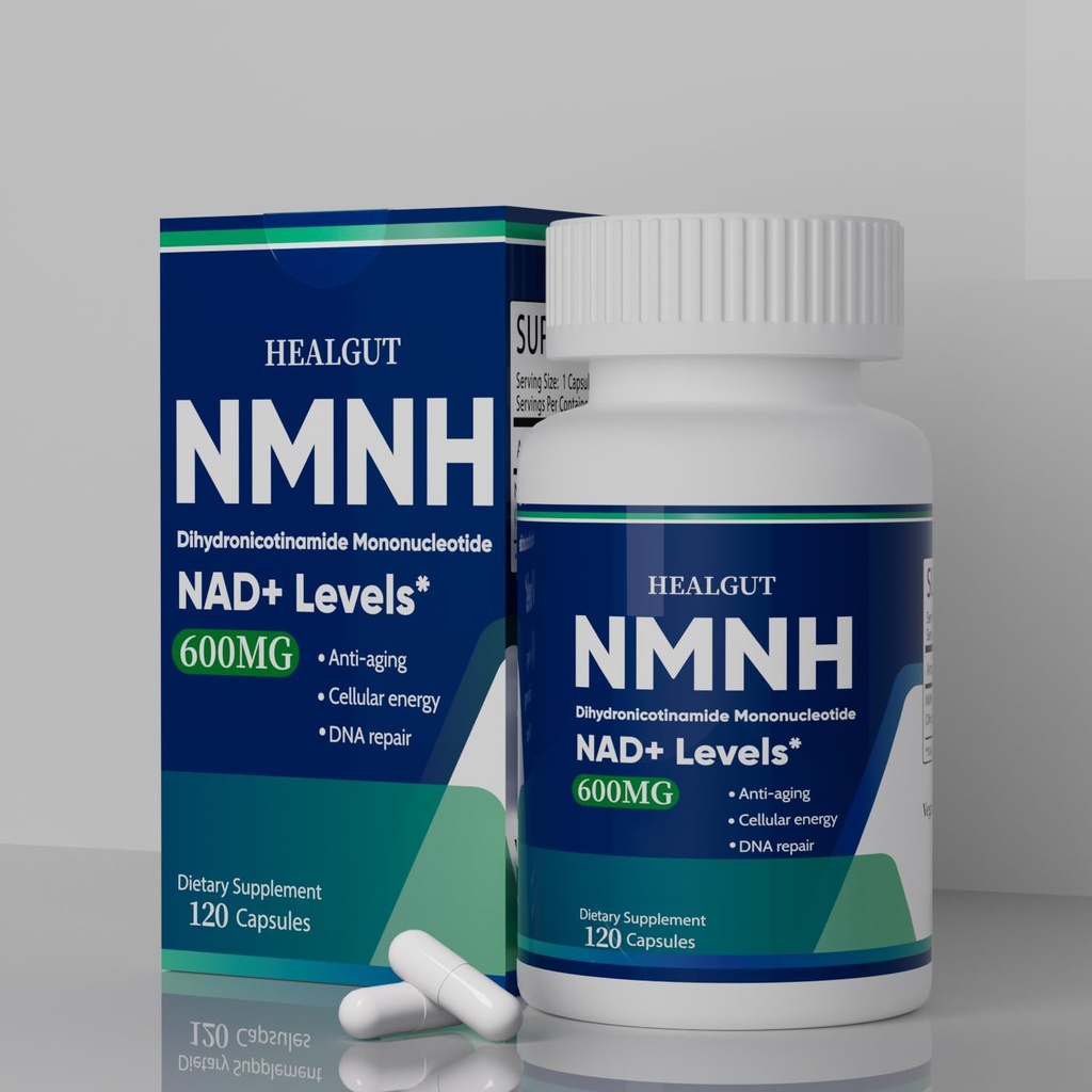 NMNH kapsler: 120 Tælling, 600 mg NMNH supplement for NAD + Optimering