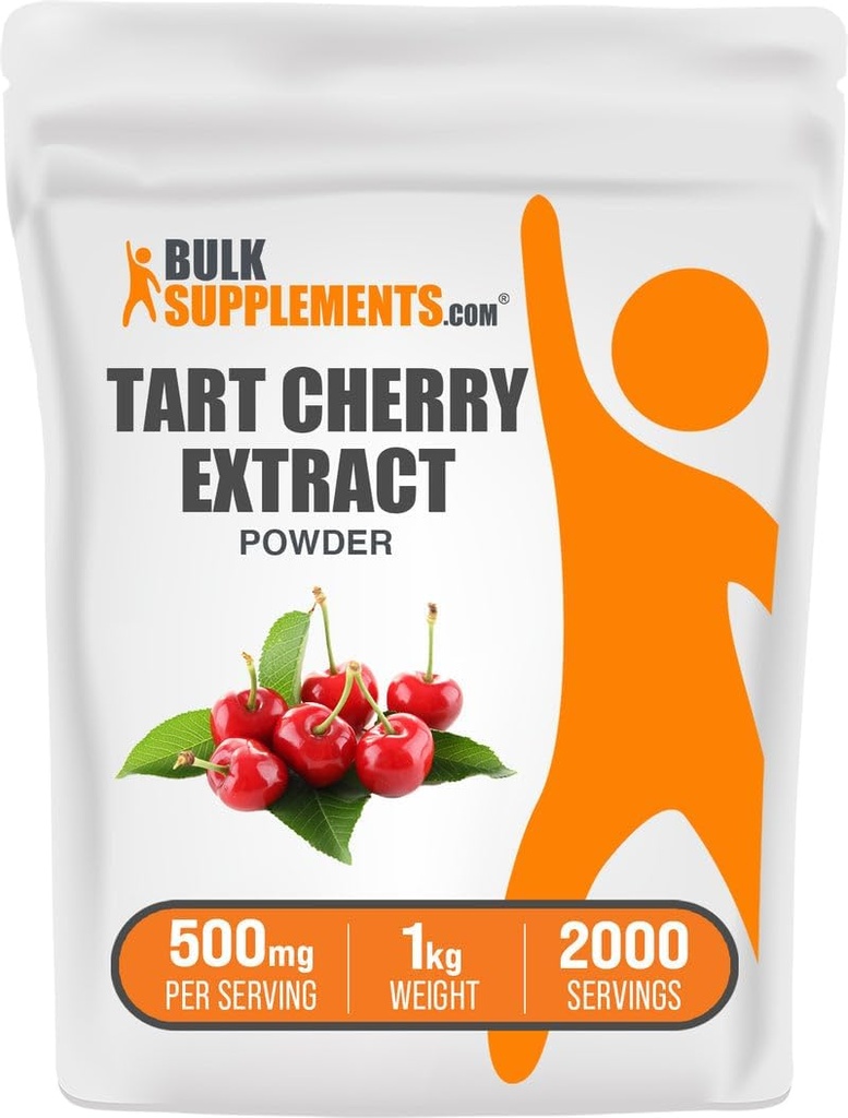 Bulk Supplements.com Tart Cherry Extract Powder - Tart Cherry Supplement, Urte Supplement - Antioxidant Kilde, Gluten Free, 500mg per servering, 1kg (2,2 lbs) (Pack of 1)