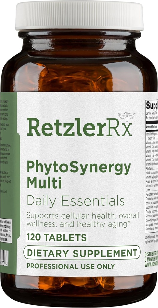 PhytoSynergy Multi w / o Jern af Dr. RetzlerRx ™ - 120 tabletter - Vitaminer og mineraler Forbedret w / bioaktive planteforbindelser - Lutein, Zeaxanthin, Lycopene og Resveratrol