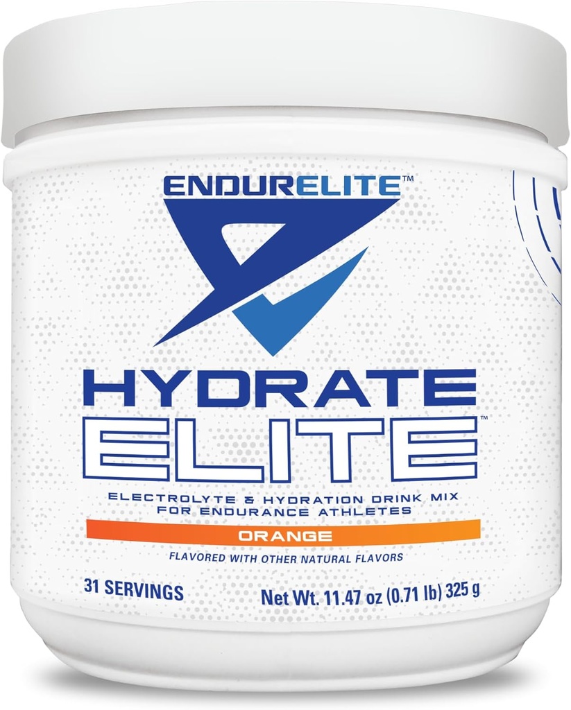 EndurElite Hydrate Elite - Electrolyte Powder - Instant Hydration & Electrolytes for Endurance Atleter - Hydration Powder Mix - Orange - 31 Servere