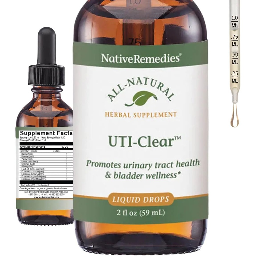 Indfødte retsmidler UTI- Clear for Urinary Tract og Brege Sundhed, 59 ml