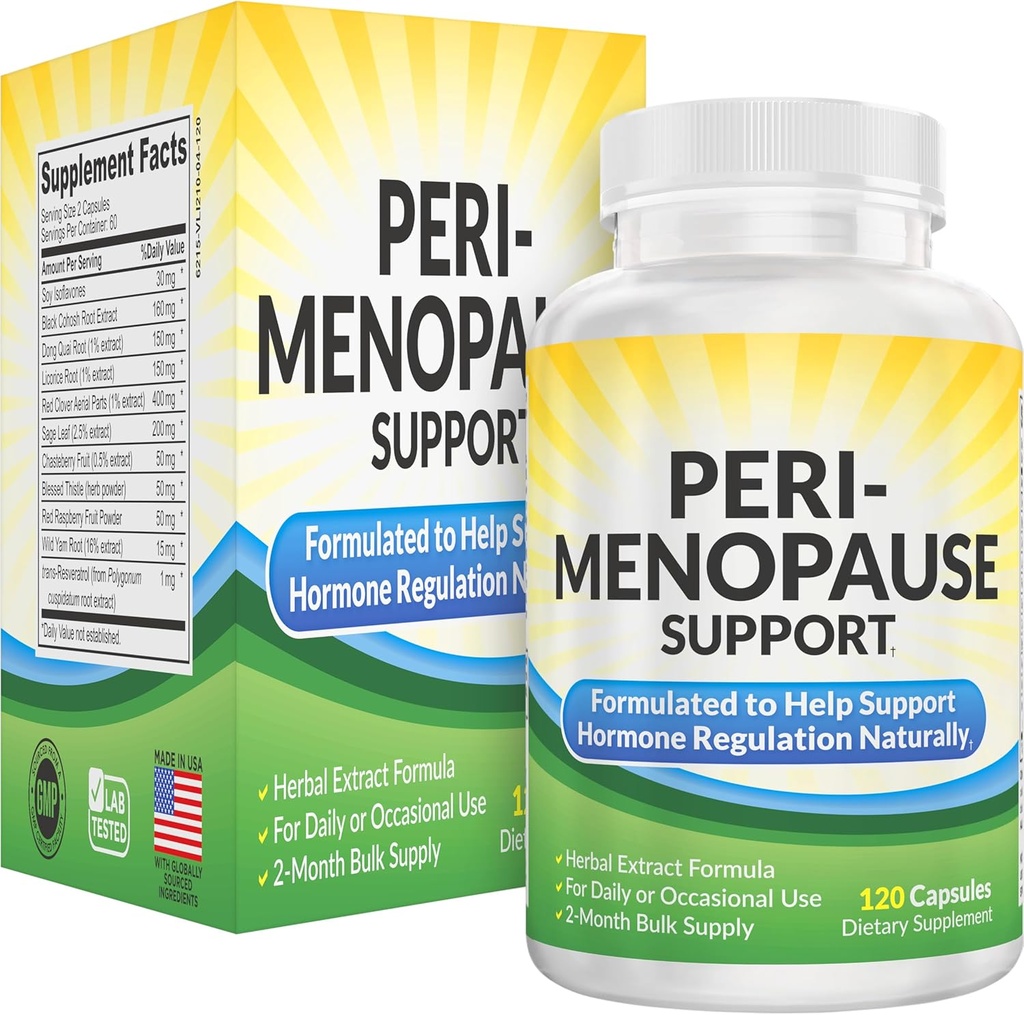 2-Month PeriMenopause Supplements (All-in-1) Women's Hormone Support | Blend of 11 Herbs & Extracts | Peri-Menopause Supplement for Women | Female Hormonal Balance | 60-Day Supply | 120 Capsules