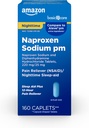 Basic Care All Night Pain Relief PM, Naproxen Natrium, 220 mg / Diphenhydramin Hydrochlorid, 25 mg tabletter, Pain Reliever / Nighttime Sleep- Aid, 160 Count