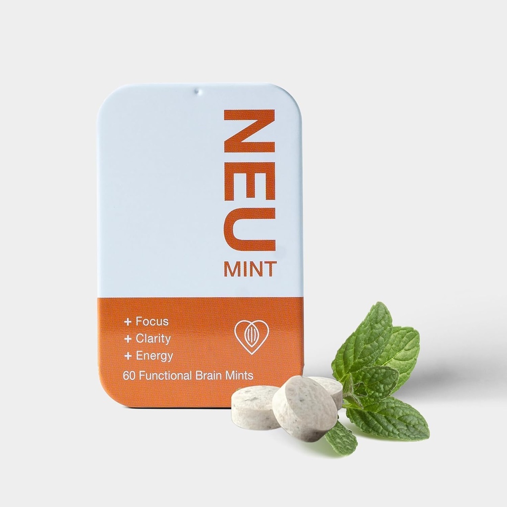 Nootrop Energy & Focus Mints - 60 Pieces- Alpha GPC, Koffein, L- Theanin, B6-vitamin - øger energi & forbedrer fokus - Made in Canada