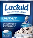 Lactaid Fast Act Lactose Intolerance Relief Caplets med Lactase Enzyme at forhindre gas, Bloating & Diarré På grund af laktose sensitivitet, Ideel til rejser & On- The- Go, 12 pakker med 1-greve