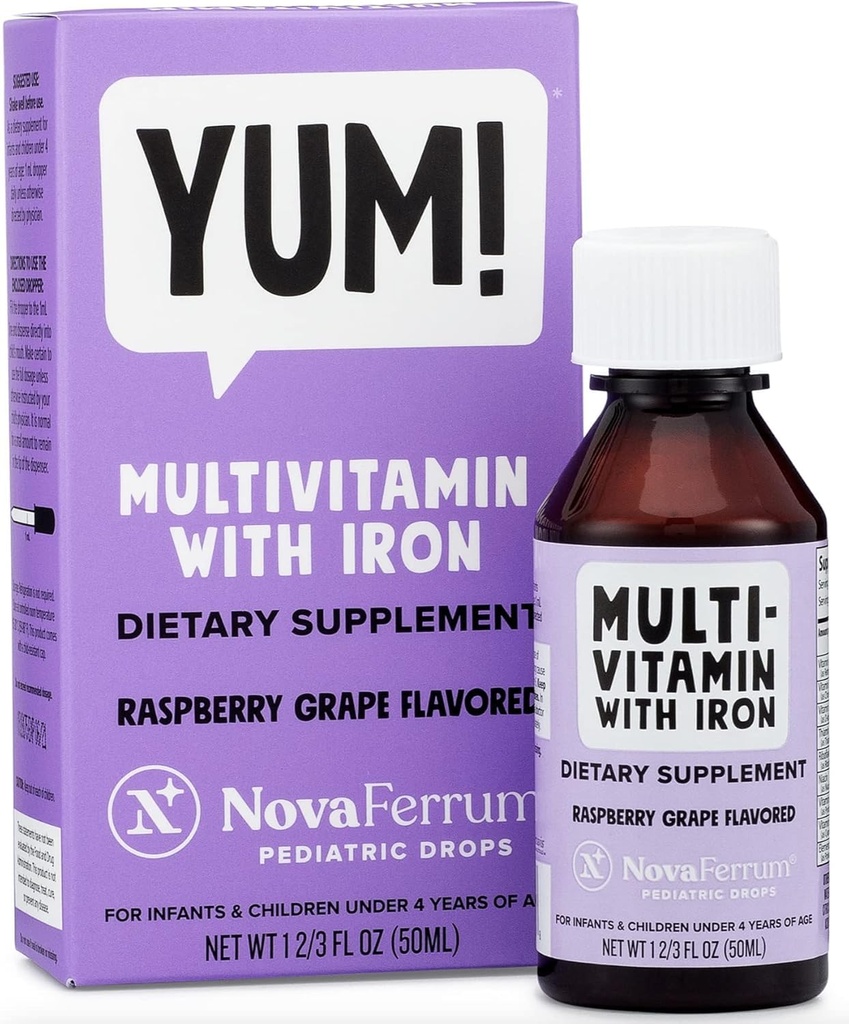 NovaFerrum Yum Beeg 124; Multivitamin med jern til spædbørn, Toddlers & Kids Age 4 & Under # 124; immunforsvar