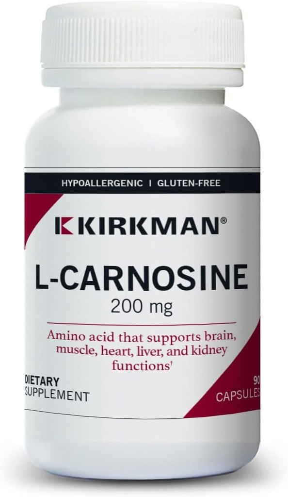 Kirkman - L- Carnosine 200 mg - Hypoallergen - 90 Vegetariske kapsler - Aminosyre - Gluten Free - Casein Free