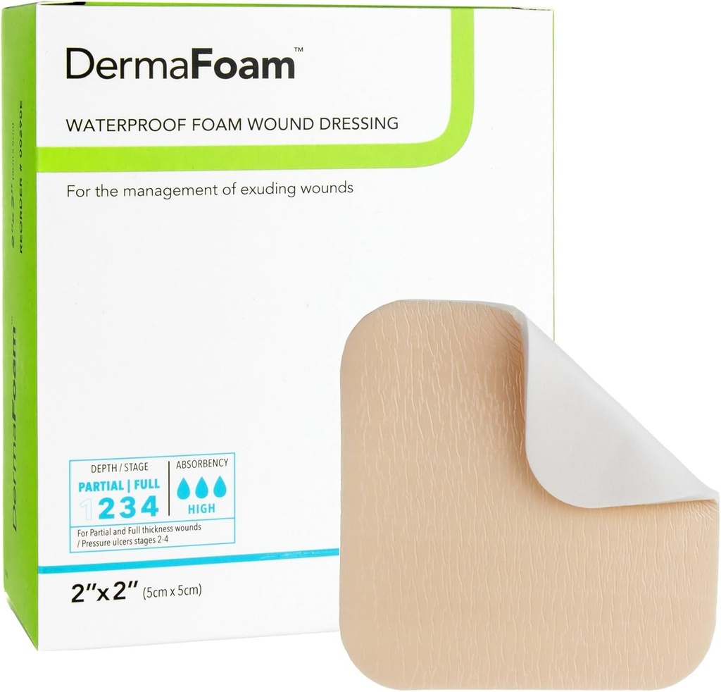 Dermarite Industries Derma Foam Non- Adhesive Foam Dressing, 2x2, 10 Greve