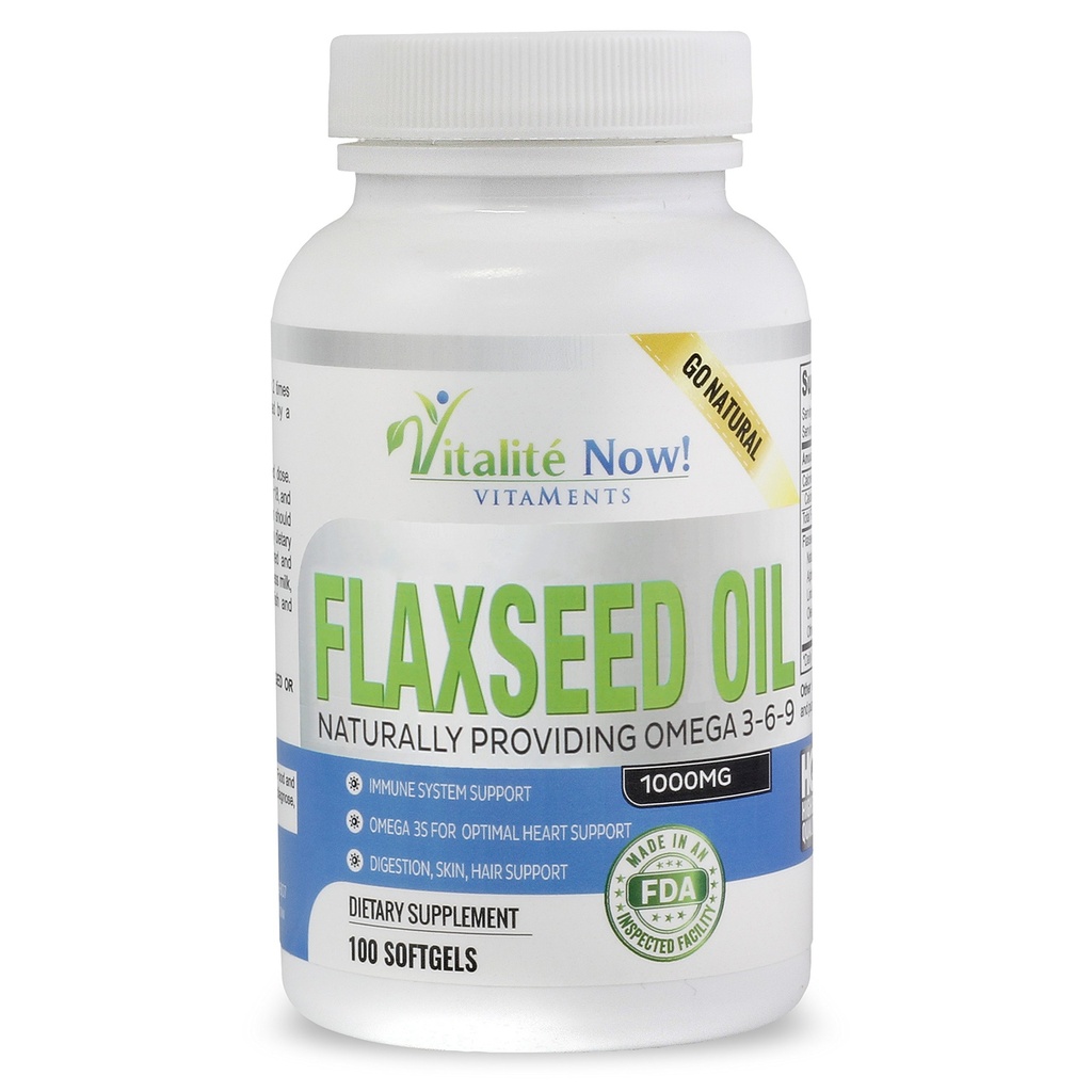 Organic Flaxseed Oil Softgels - 1000mg Premium, Virgin Cold Pressed from Flax Seeds - Hår Skin & Nails Support - Omega 3-6-9 Supplement - 100 Greve - Mere end 3 Måned Supply!