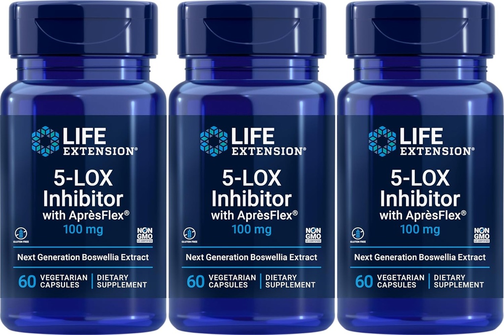 Life Extension 5-LOX Inhibitor with AprèsFlex 100 mg, 60 Vegetarian Capsules (Pack of 3)