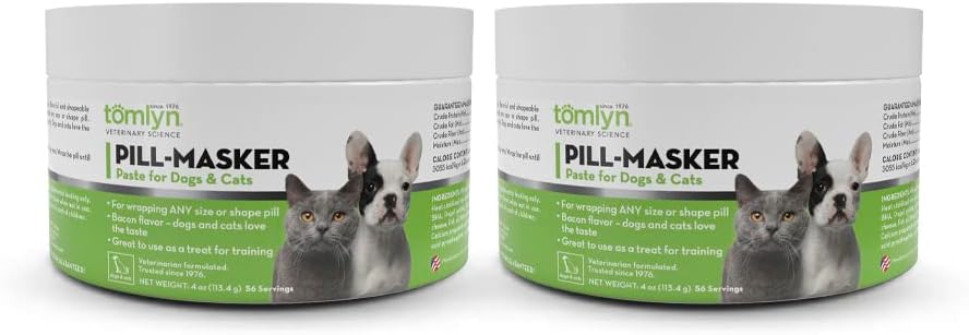TOMLYN Piller-Masker Original Bacon-Smag Paste til hunde og katte, 4oz, pakke med 2