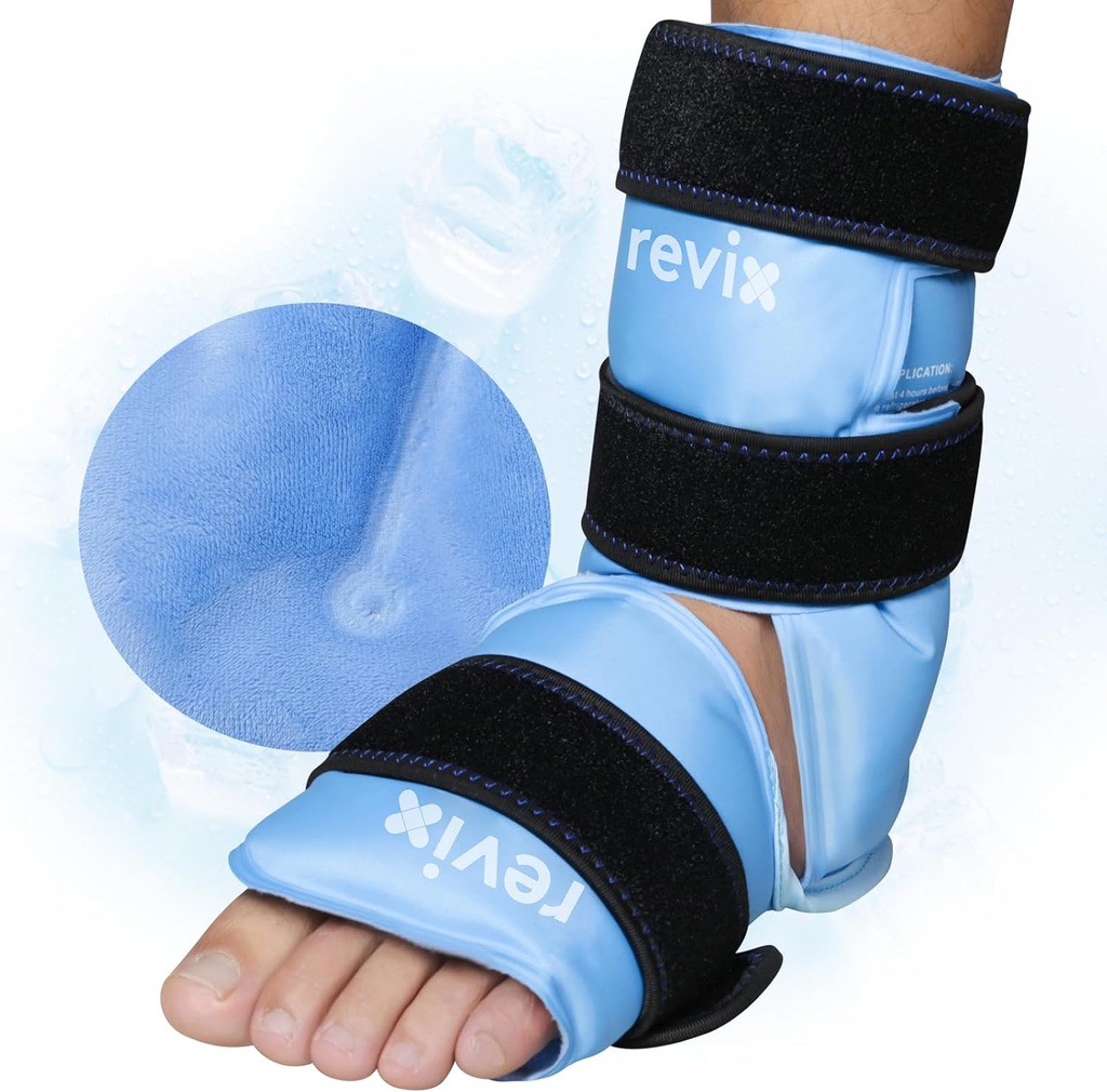 REVIX Ankle Ice Pack Wrap til Foot Pain Relief og feet skader, Genanvendelige Gel Ice Cold Packs til Achilles Tendonitis, Plantar Fasciitis, Sprained Ankler og hæl