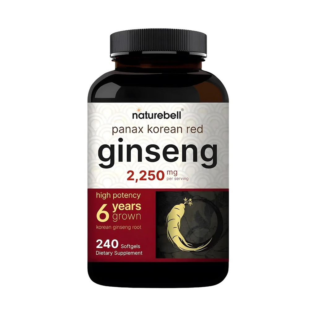 NatureBell Koreansk Rød Ginseng 2,250mg Per Servering, 240 Softgels