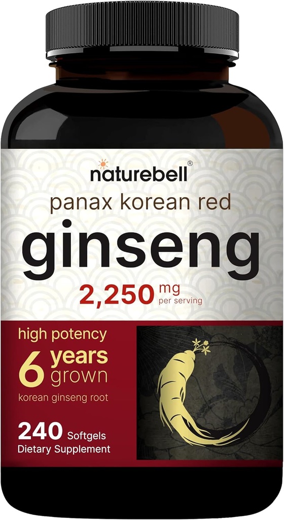 NatureBell Koreansk Rød Ginseng 2,250mg Per Servering, 240 Softgels