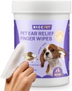 HICC PET Ear Cleaner Finger Wipes for Dogs & Cats, Vet-Recommended Dog Ear Infection Treatment to Relief Itching & Inflammation, Remove Wax, Dirt & Stop Smelly, Non-Irritating, 50ct(Coconut Scent)