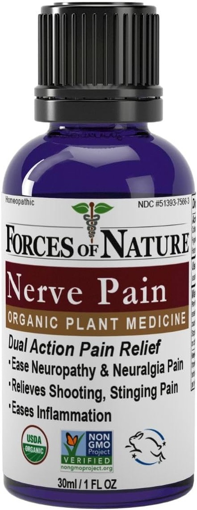 Naturens nerve smertehåndtering, Organisk tematisk lindring for neuropati & nerve ubehag, Homøopatisk medicin understøtter Relief fra skydespil for tilbage, hænder, ben & fødder, 1 fl oz