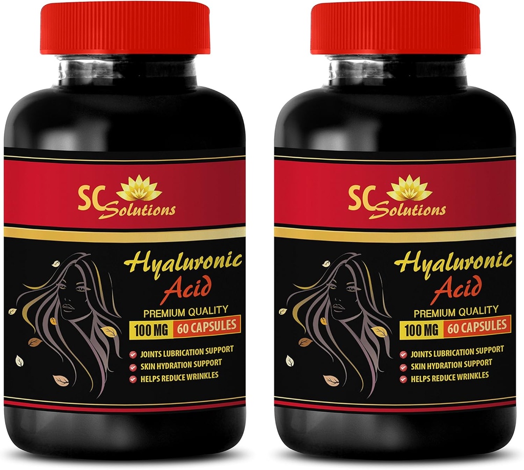Anti Aging kapsler til ansigt - HYALURONIC syre piller 100 mg - hyaluronsyre Kosttilskud til øjne - 2 flasker 120 kapsler