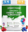 Organic Greens & Red Superfood Powder 124; Blandet Berry Flavor 124; 25 + Super Fruits & Veggies, Beets, Prebiotics Б124; Energizing, Antioxidant- Rich, Keto- Friendly Smoothie Mix 124; 35 Servering