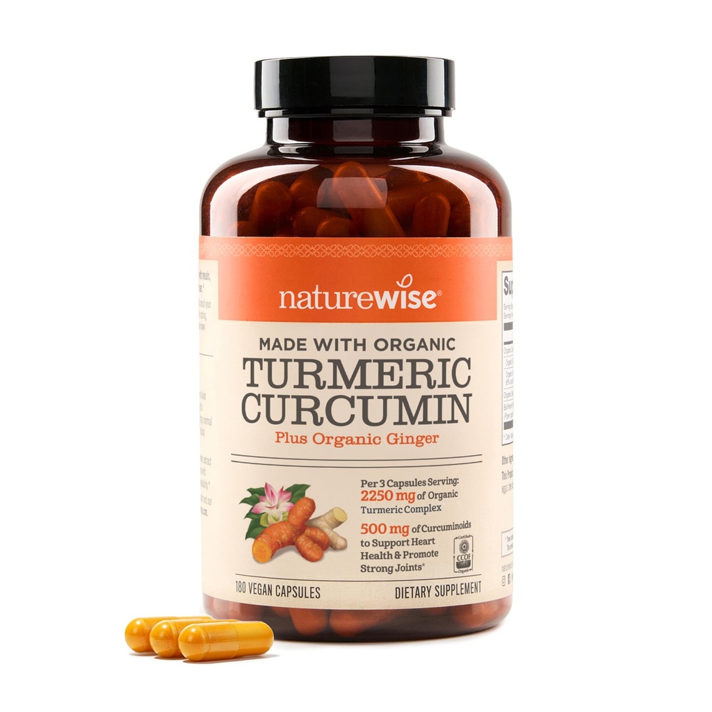 NatureWise Curcumin Gurkemeje 2250mg - 95% Curcuminoids & BioPerine Black Pepper Extract for Advanced Absorption - Daglig fælles og immunforsvar - Vegan, Non- GMO, 180 Greve [60- Day Supply]