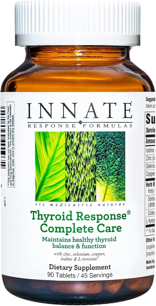 INNAT Response Formulas Thyreoidea Response Complete Care - Made With Ashwagandha - Beholder optimal thyreoideabalance og funktion - Vegetarisk, Gluten- Free, Non- GMO - 90 tabletter (45 servere)