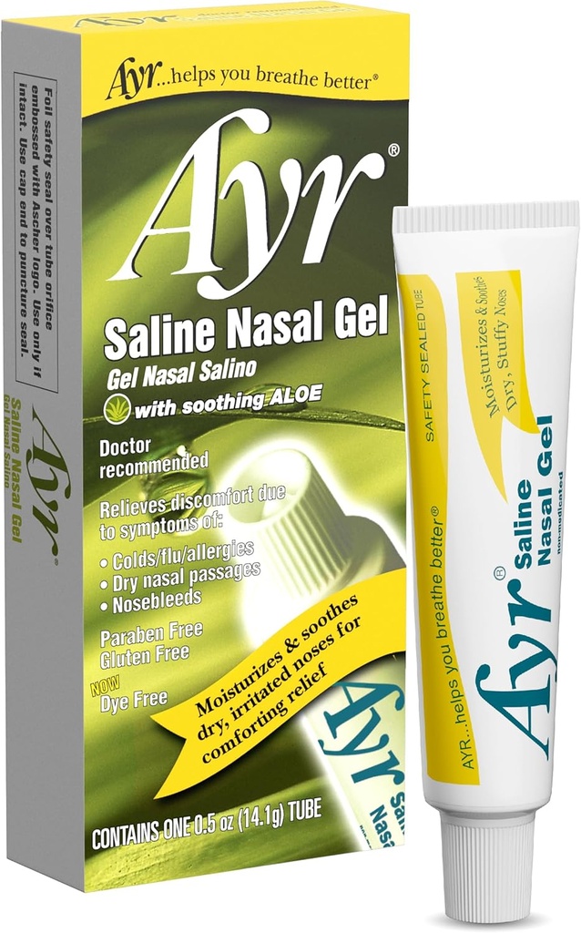 Ayr Saline Nasal Gel, Med beroligende Aloe, 0,5 Ounce Tube (Pakning med 1)