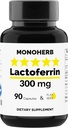 MONOHERB Lactoferrin 300 mg per kapsel - 90 Vegetariske kapsler - Made in USA