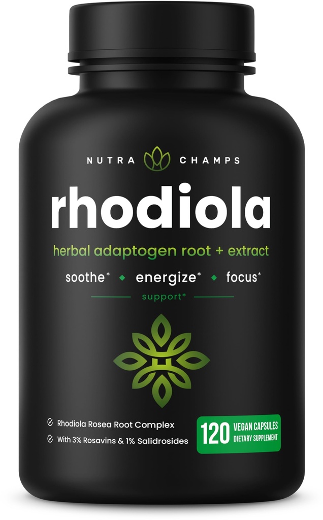 Rhodiola Rosea Supplement 600mg • 124; 120 Veganske kapsler • 124; Rhodiola Rosea Extract for Energy, Stress Relief, Mood and Focus • 124; Adaptogen Root med Rosavin & Salidrosides • 124; 300mg piller af NutraChamps