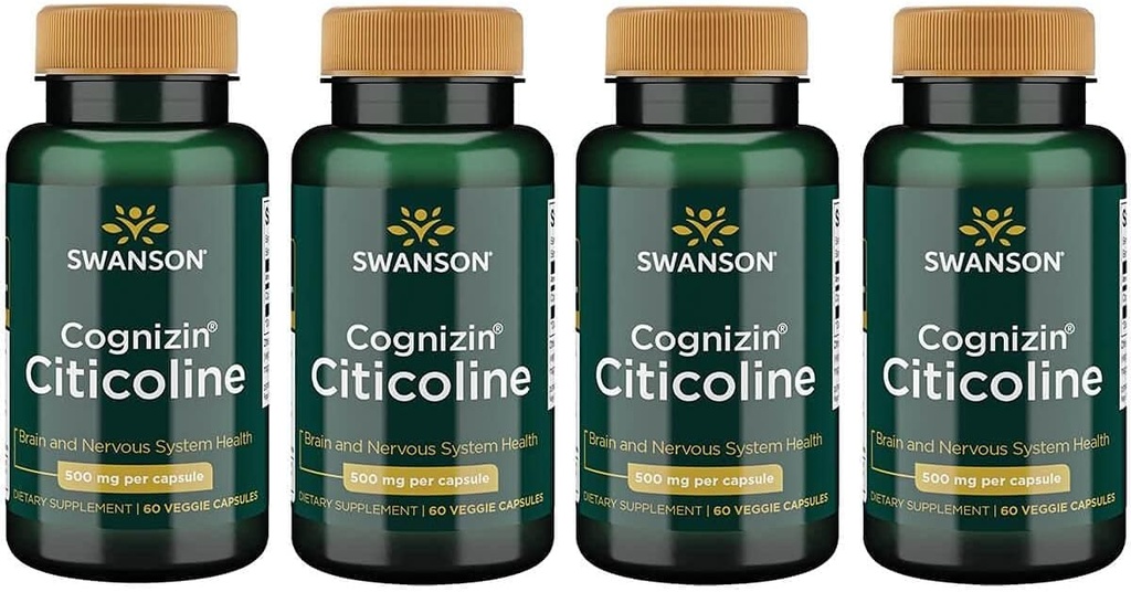 Swanson Cognizin Citicolin 1000 Milligram 60 Veg Kapsler (4 Pack)