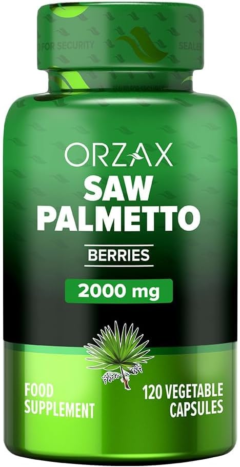 ORZAX prostata supplement med Saw Palmetto Extract 2000 mg til mænd - Hår & Urinary Support - 120 Veg kapsler - (120- Day Supply)