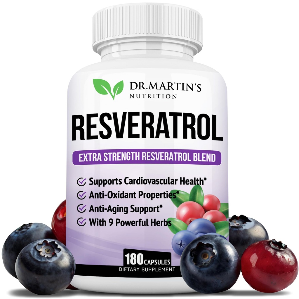 Extra Strength Resveratrol 1568mg - 180 Kapsler - 3 Months Supply - 124; Antioxidant Supplement - 124; Natural Trans- Resveratrol Pills - 124; for Anti- Aging, Heart Health, Immunsystemet & Brain Function