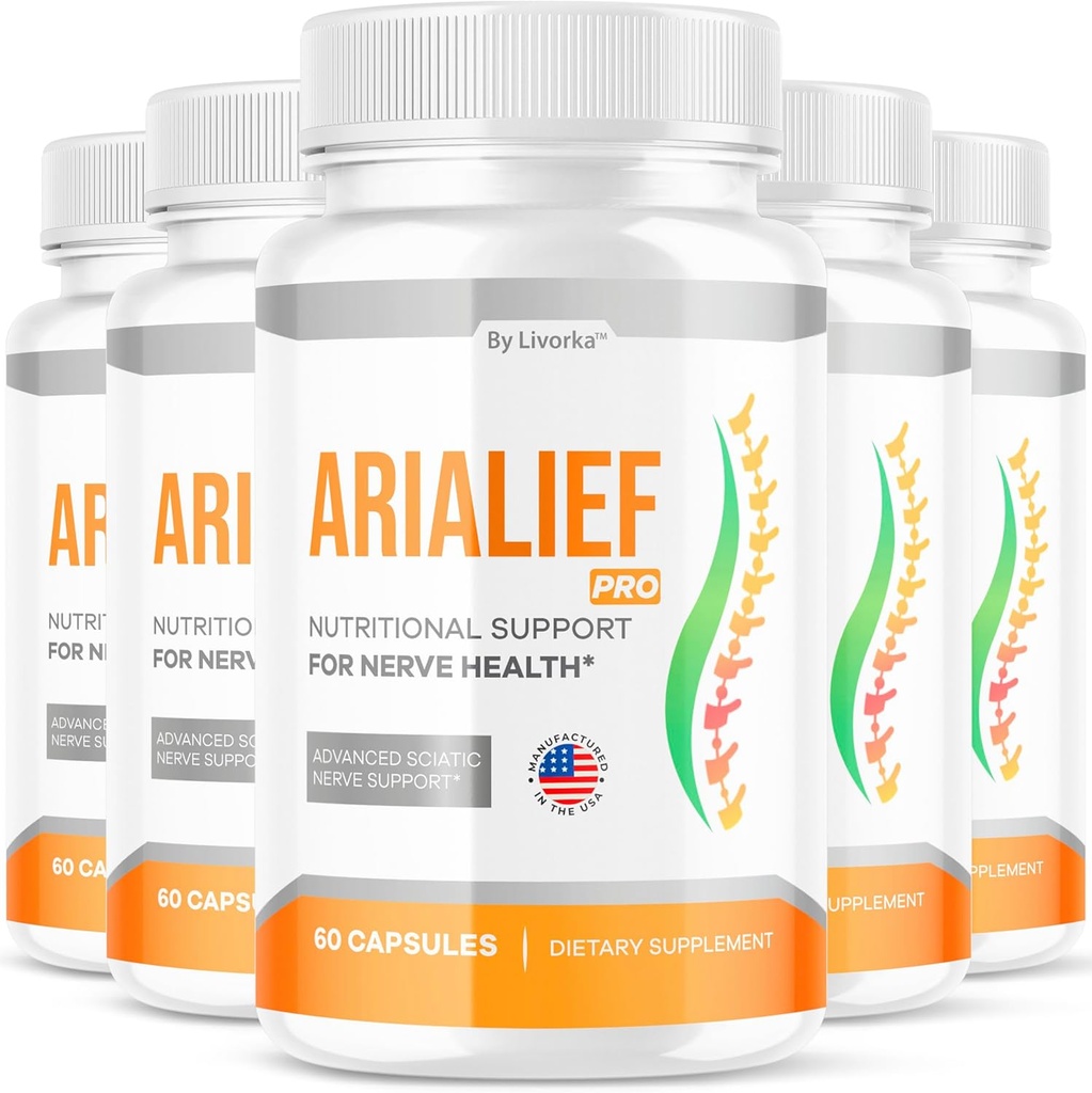 (5 Pack) Arialief Pro kapsler til Sciatica, Arialeaf Nutritional Support for Nerve Health, Arialeaf Prime Palm Sciatica, Aria Leaf Primepalm Aria LiEF Vitamin, 5 Måneder