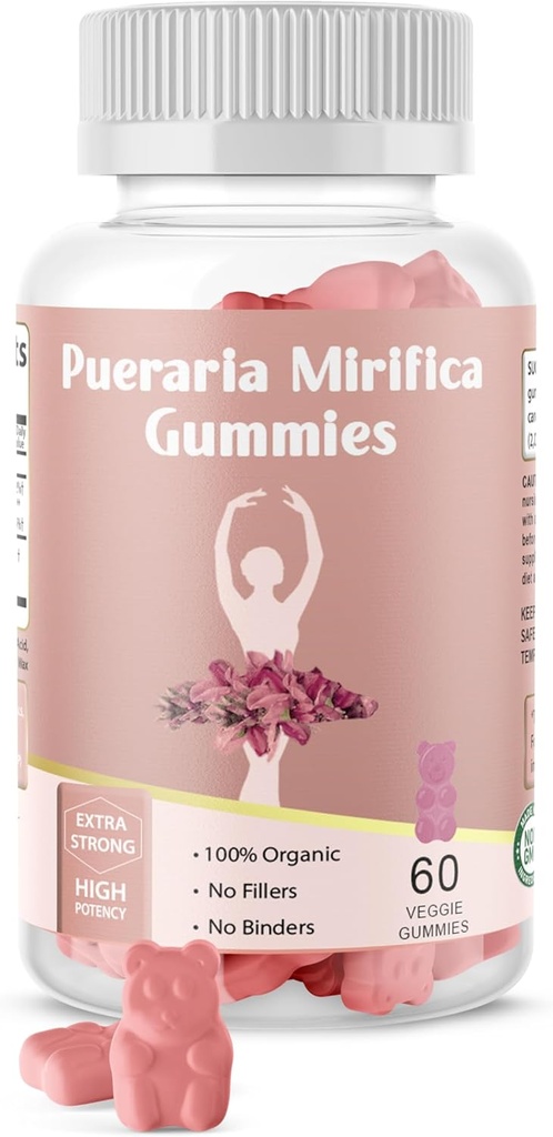 Pueraria Mirifica Gummy Organic Supplement - Pure Root 10: 1 Koncentreret ekstrakt 60 Veggie Gummies, Premium - for transseksuel. Kvinder, mænd...