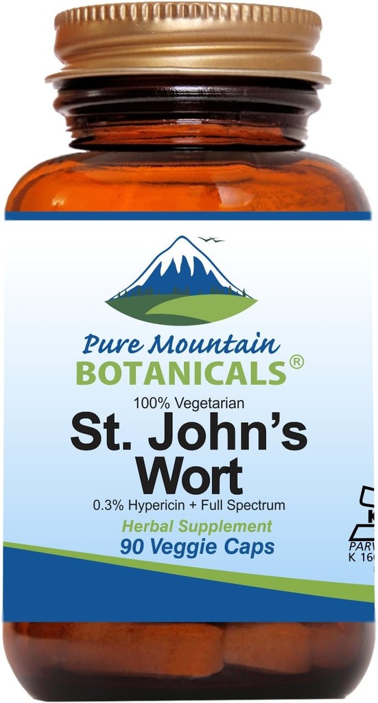 Pure Mountain Botanicals St. John 's Wort Kapsler med 450 mg Formel af økologiske urter og St John' s Wort Extract Supplement