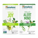 Himalaya Hello Joy med Ashwagandha til forbedring af mad og spiritus & Himalaya Hello Alert Mind med Bacopa for Energy, Focus & Opmærksomhed, Herbal supplement, 60 Kapsler Hver