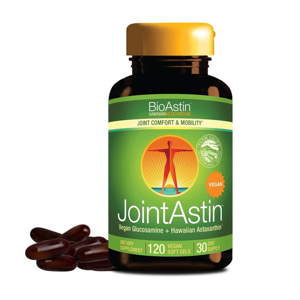 Nutrex Hawaii Jointastin - 12 mg, 120 Softgel - Fælles supporttillæg med Glucosamin & BioAstin Hawaii Astaxanthin - Farm-Direct Antioxidant Supplement Joint, Eye, Skin & Immunsystemet Sundhed *