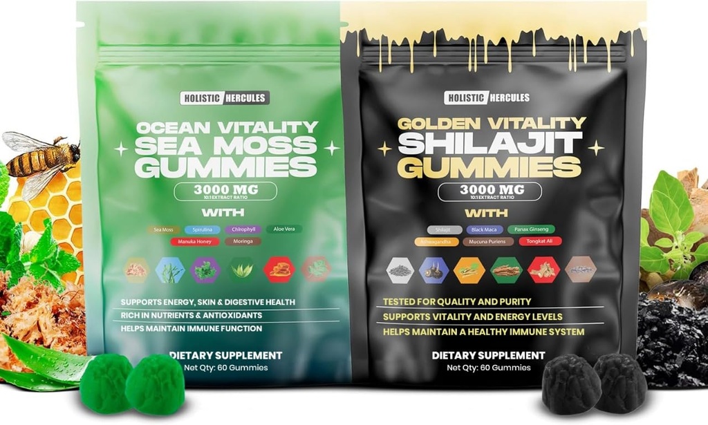 Holistisk Hercules Sea Moss & Pure Himalayan Shilajit Gumies Gold