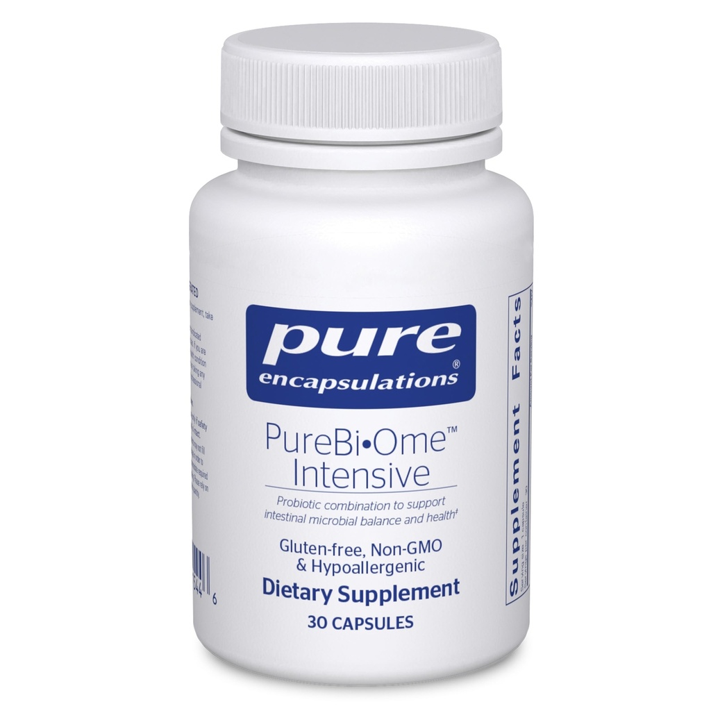 Pure enccapsulations PureBi • Ome Intensive • 124; Hypoallergen Multi- Strain Probiotic Blend to Support Sund Intestinal Microflora Balance • 124; 30 Kapsler