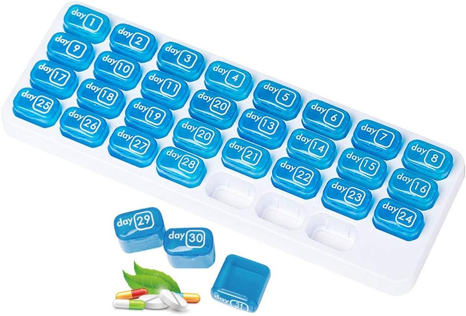 31 Dag Månedlig Pill Organizer, Bærbar Pill Medicine case Box Holder for Daily Medicine / Vitamin / Fish Oils / Supplement