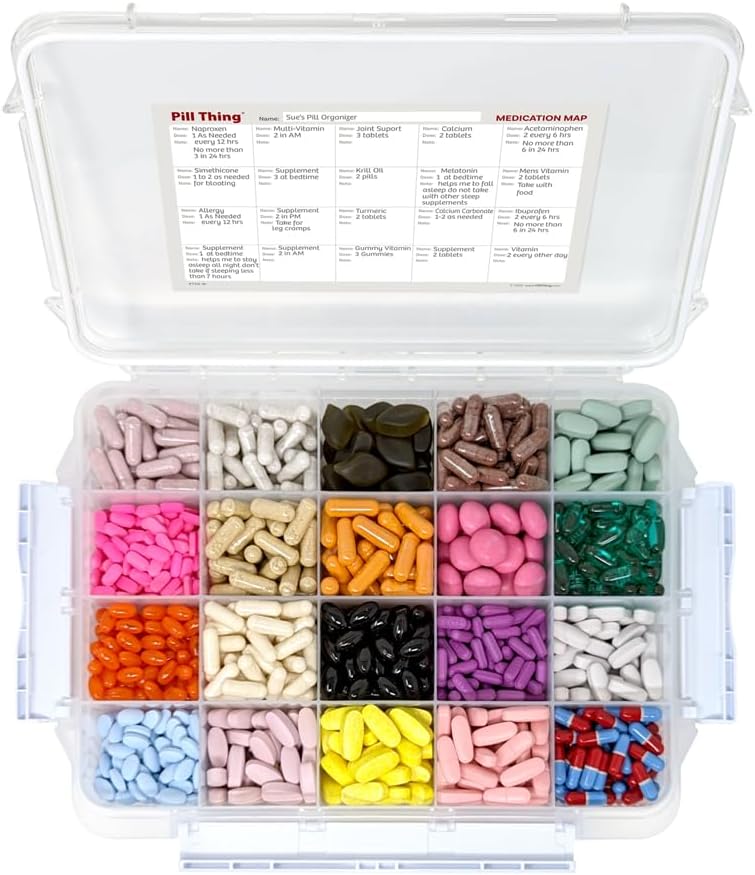 Pill Thing Stor Månedlig Pill Organizer med Build- in Handle - Medicin Organizer Pill sag med dybe kompartmenter og lufttæt låg - Travel Pill Box