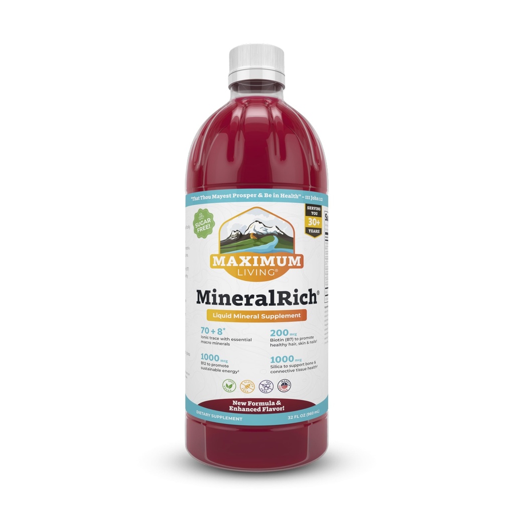 Maksimum Living MineralRich - Minerals Supplement - Sugar Free Liquid Blend of Vitaminer and Trace Minerals - 32 oz