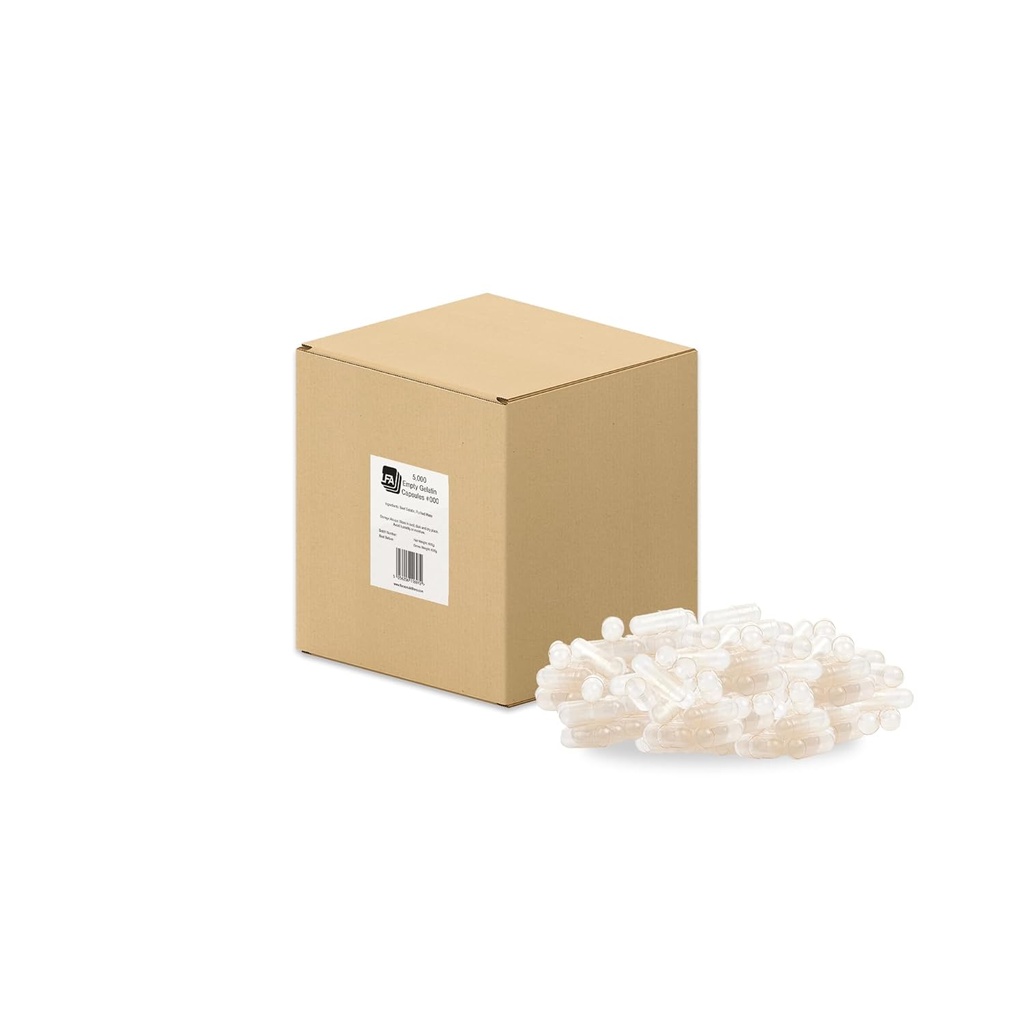 Størrelse 000 Tomme kapsler - 5000 Grev Bulk Gelatine kapsler Tomme - 000 Forenede Fyldelige kapsler - Piller Kapsler Tomme til Kapsel Filling Machine - Certificeret Halal Beef Gel Caps