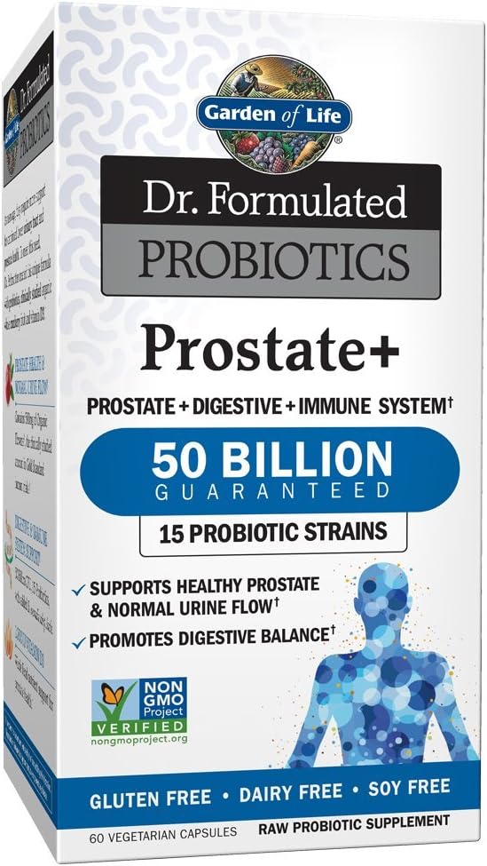 Livets have Dr. Formuleret Probiotika Prostate + - Acidophilus og Probiotiske Understøtter sund Prostate og fordøjelsesbalance - Gluten, Dairy, og Soy- Free - 60 Vegetariske Kapsler