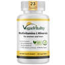 Vegansk Vitality Multivitaminer & Mineraler til kvinder og mænd med høj styrke Vitamin B12, D3 & K2. 180 Vegan Multivitamin Tablets - 6 Måneder Tilgang. Vitaminer til vegetarer og vegetarer
