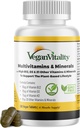 Vegansk Vitality Multivitaminer & Mineraler til kvinder og mænd med høj styrke Vitamin B12, D3 & K2. 180 Vegan Multivitamin Tablets - 6 Måneder Tilgang. Vitaminer til vegetarer og vegetarer
