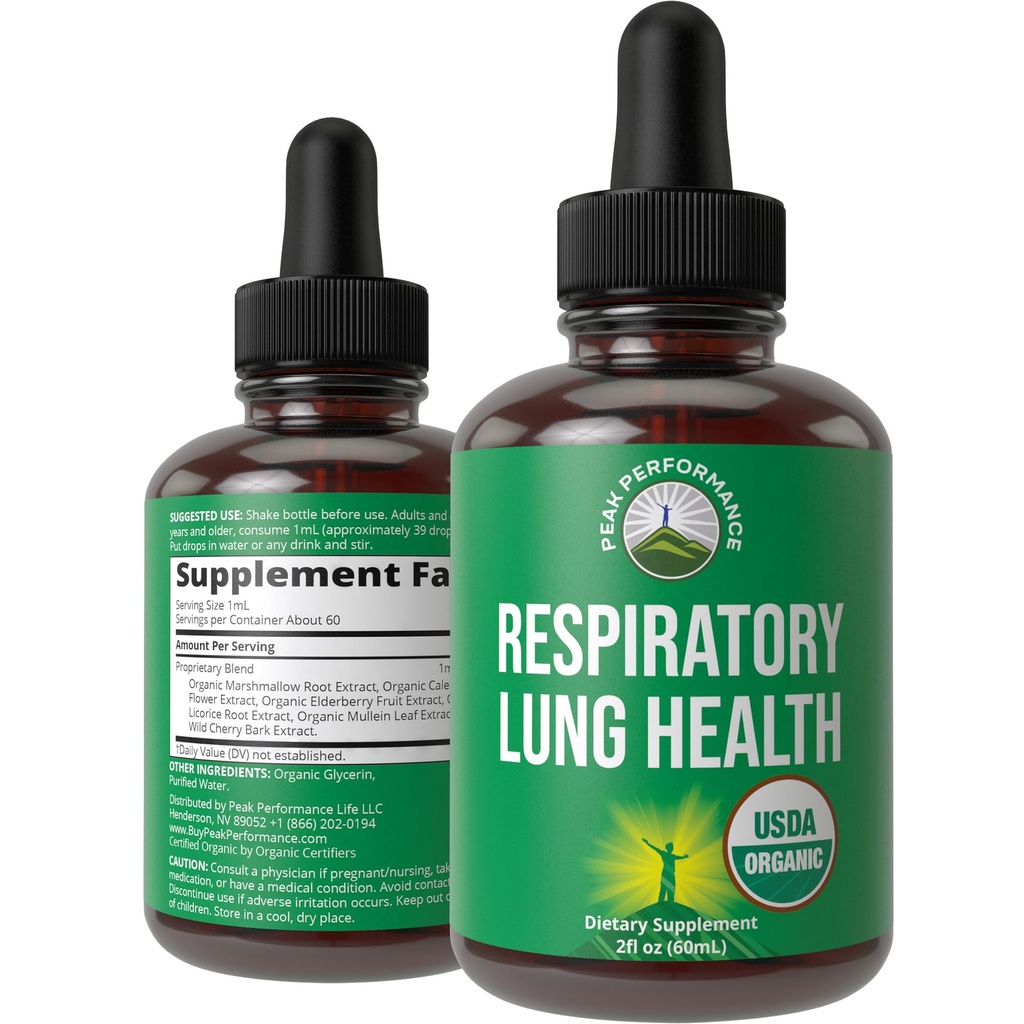 USDA Organic Lung Detox For Rygere og ikke Rygere med 6 Top Ingredienser. Mullein Leaf, Marshmallow Root, Calendula. Lunger renser for bedre luftvejssundhed. Flydende dråber tinktur supplement