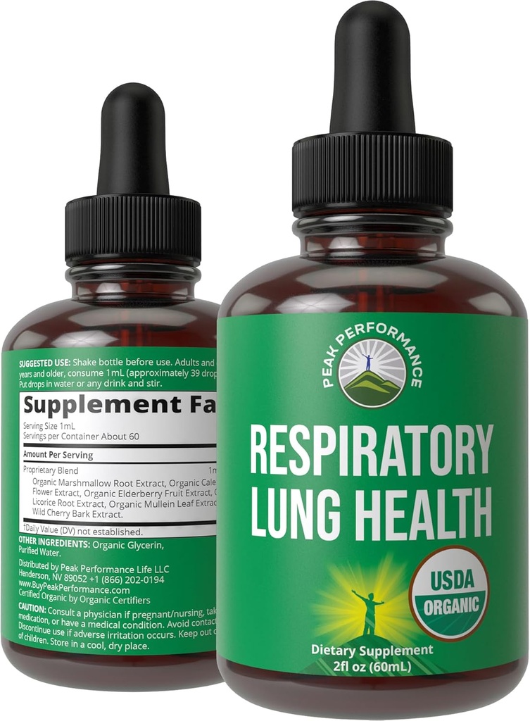 USDA Organic Lung Detox For Smokers And Non Smokers with 6 Top Ingredients. Mullein Leaf, Marshmallow Root, Calendula. Lungs Cleanse For Better Respiratory Health. Liquid Drops Tincture Supplement
