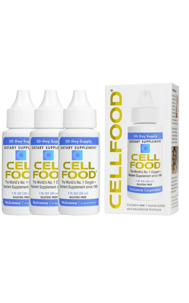 Cellfood Oxygen Boost - 1 fl oz, 3 Pack - Flydende Oxygen supplement til Lymphatical Drainage, Højdesygdom, Jet Lag, Træthed, Hovedpine, Handgors & Energy - Gluten Free, Cert. Kosher
