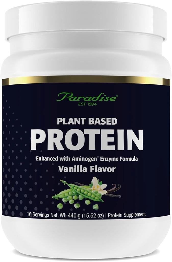 Paradise urter Certified Organic Pea Protein Powder, Vanilla Flavor, Vegan, Gluten Free, Non- GMO, Keto, Paleo, 15 Servere, 15.87 oz
