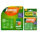 Zyrtec 24 timers Allergi Relief tabletter, Indendørs & Udendørs Allergi Medicin med 10 mg Cetirizin Hydroklorid Antihistamin, Værdi Bundle af en, 90 ct Flaske & Tre, 1 ct Rejsepakker